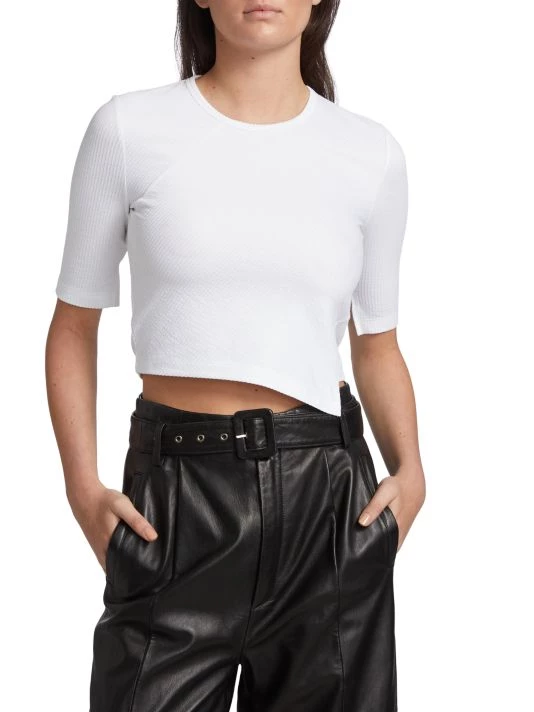 Helmut Lang Asymmetric Rib-Knit Crop Top 5 Helmut Lang Asymmetric Rib-Knit Crop Top - Image 3