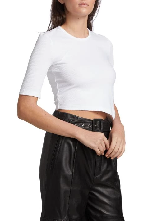 Helmut Lang Asymmetric Rib-Knit Crop Top 6 Helmut Lang Asymmetric Rib-Knit Crop Top - Image 4