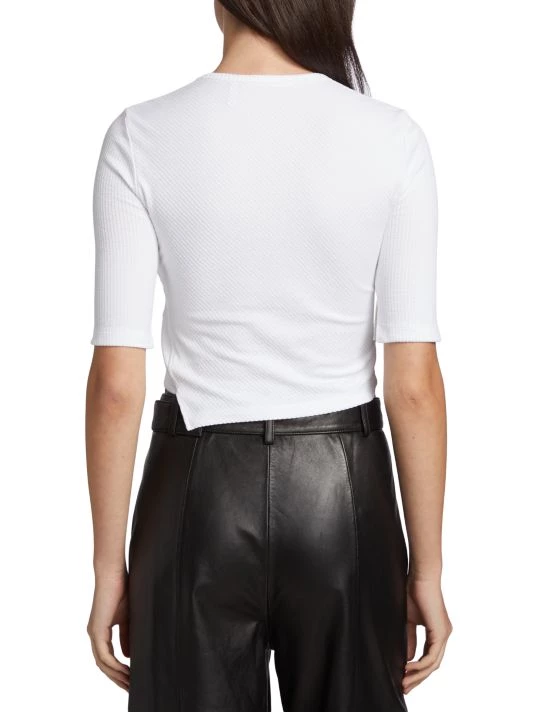 Helmut Lang Asymmetric Rib-Knit Crop Top 7 Helmut Lang Asymmetric Rib-Knit Crop Top - Image 5
