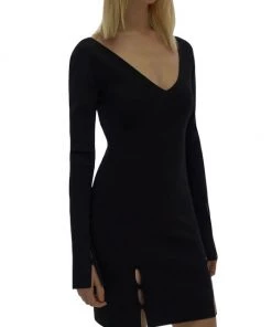 Helmut Lang Slit Cut-Out Rib-Knit Minidress -Helmut Lang And Misook Sales unnamed file 512