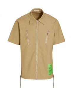 Helmut Lang Zip Short-Sleeve Shirt For Men Beige -Helmut Lang And Misook Sales unnamed file 658