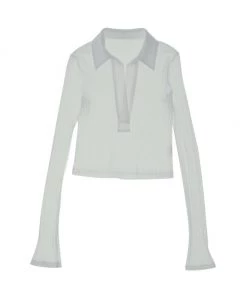 Helmut Lang Cotton Crop Polo Top Apricot -Helmut Lang And Misook Sales unnamed file 793