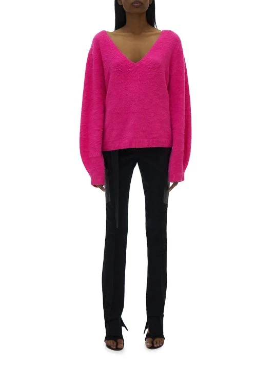 Helmut Lang Brushed V-Neckline Sweater Disco Pink 4 Helmut Lang Brushed V-Neckline Sweater Disco Pink - Image 2
