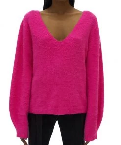 Helmut Lang Brushed V-Neckline Sweater Disco Pink 9 Helmut Lang Brushed V-Neckline Sweater Disco Pink -Helmut Lang And Misook Sales unnamed file 846